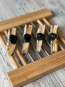 Bâton de Palo Santo avec tourmaline noire